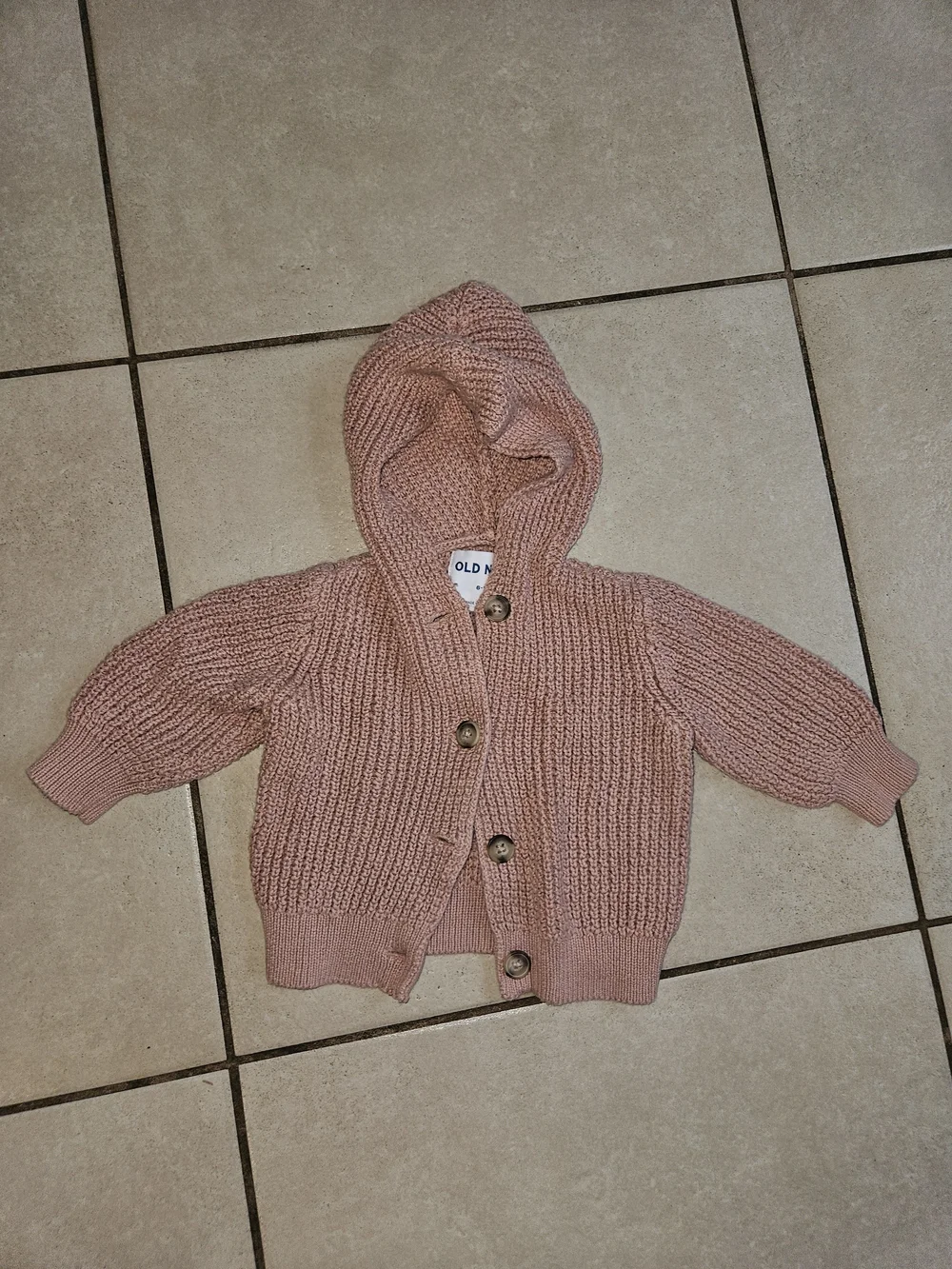 Old Navy Dusty Rose Hooded Knit Cardigan